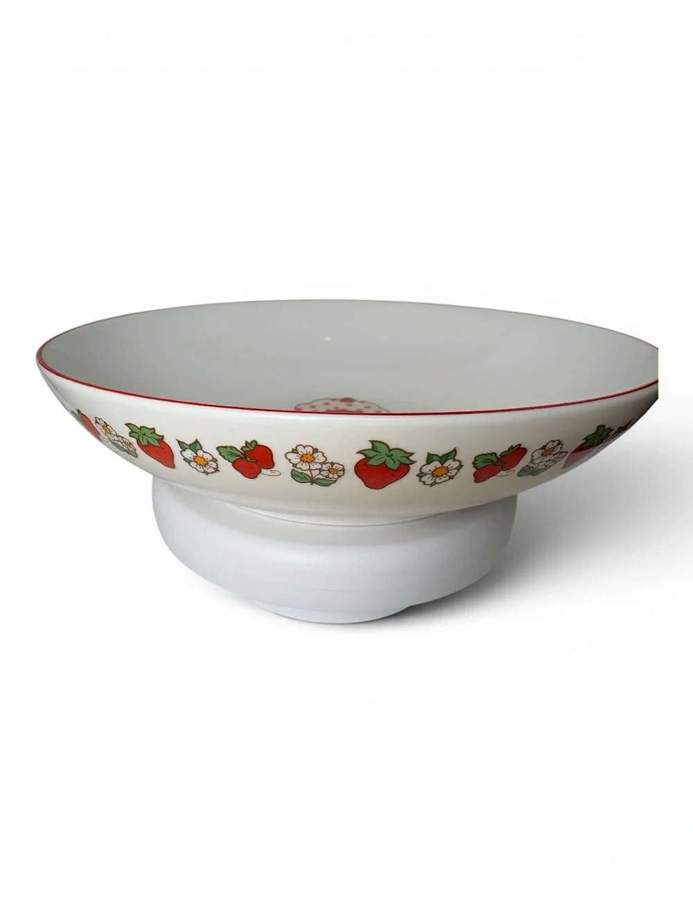 Strawberry Shortcake Ceramic Bowl — White with Red Rim